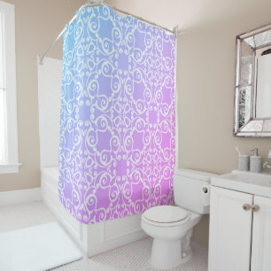 RIDEAUX DE DOUCHE PASTEL ROSE BLEU ÉLÉGANT MOTIF