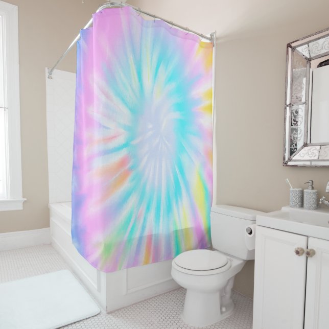 Rideaux De Douche Pastel Tie Dye (En situation)