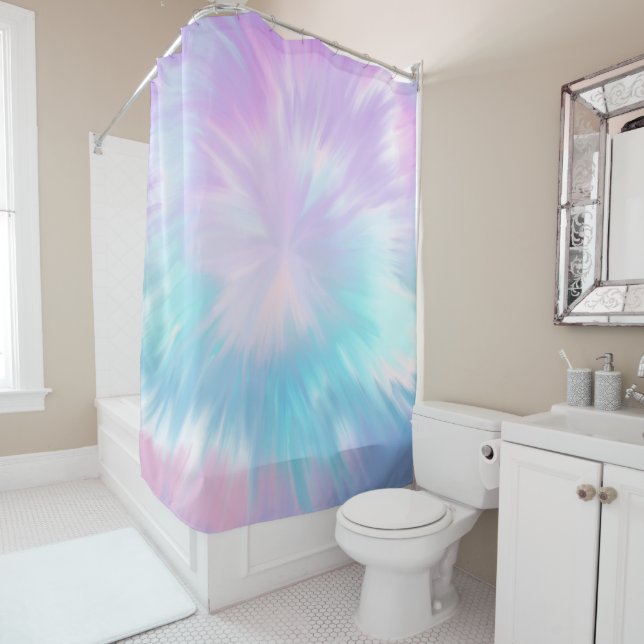 Rideaux De Douche Pastel Tie Dye Summer Glam #2 #décoration #art (En situation)