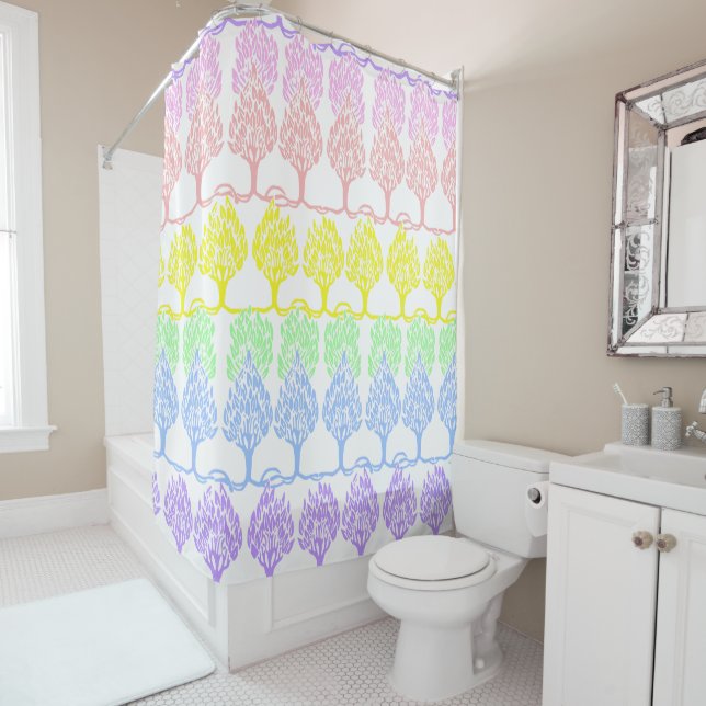 Rideaux De Douche Pastel Trees (En situation)
