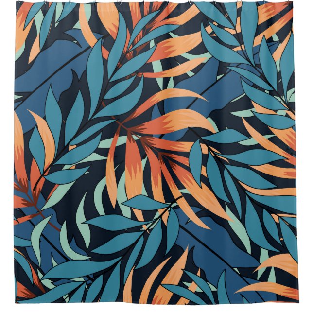 Rideaux De Douche Pastel Tropical Botanical Abstrait (Devant)