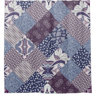 Rideaux De Douche Patchwork Doodle : Boho Vintage sans joint.