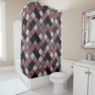 Rideaux De Douche Patchwork en marbre de granit carré transparent p