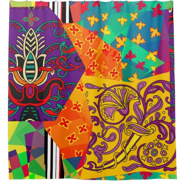 Rideaux De Douche Patchwork indien turc festier Mandala (Devant)