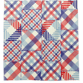 Rideaux De Douche Patchwork Plaid Classique : Motif Carré