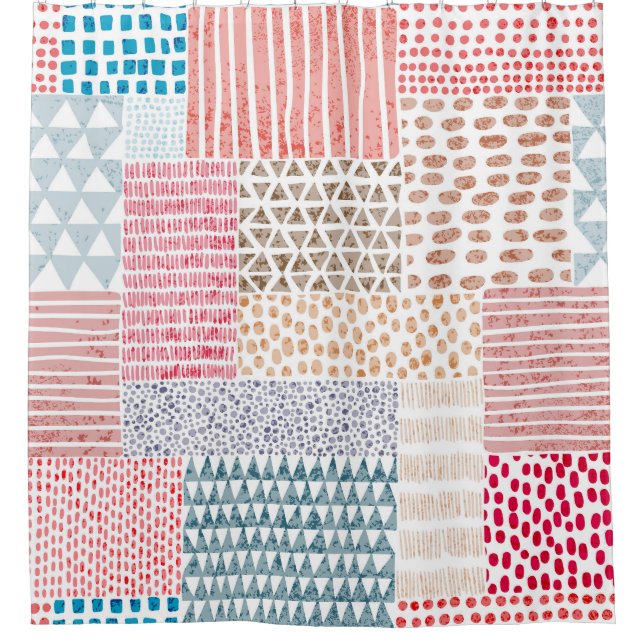 Rideaux De Douche Patchwork Style mignon Motif Doodé (Devant)