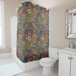 Rideaux De Douche Patchwork vintage avec les éléments floraux de