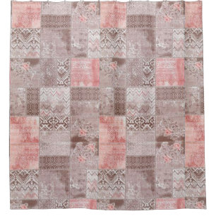 Rideaux De Douche patchwork Vintage pastel Rustic Brown