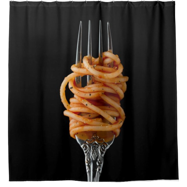 Rideaux De Douche Pâtes filées sur une Fourche, Spaghetti alimentair (Devant)