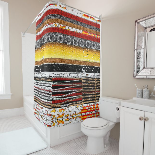 Rideaux De Douche Patina rustique Afrocentrique (En situation)