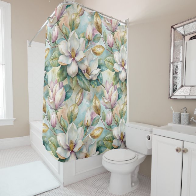 Rideaux De Douche Pattern Elegant Magnolias (En situation)