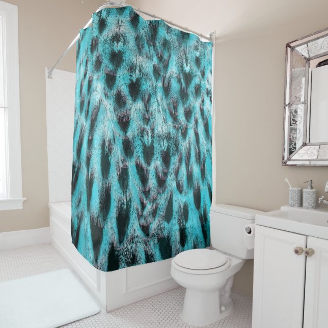 Rideaux De Douche Patterson bleu abstract (En situation)