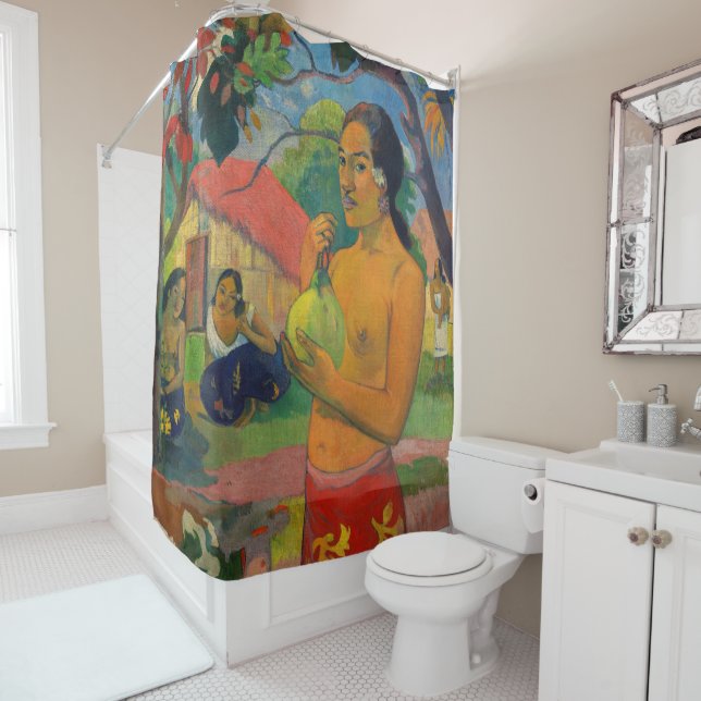Rideaux De Douche Paul Gauguin - Femme tenant un fruit (En situation)