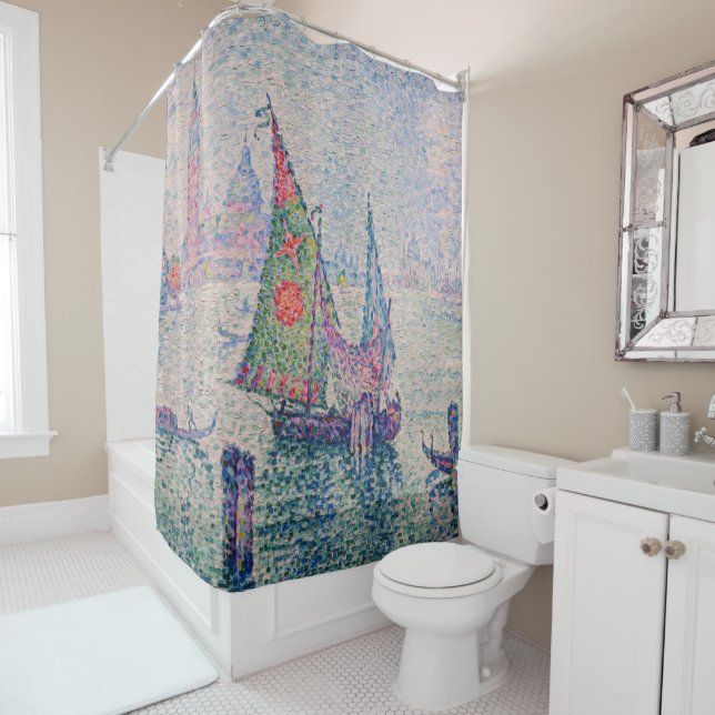 Rideaux De Douche Paul Signac - La Voile verte (En situation)