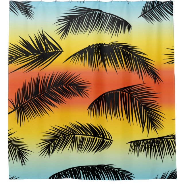 Rideaux De Douche Paume tropicale feuille motif (Devant)