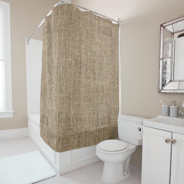 Rideaux De Douche pays rustique motif de toile burlap (En situation)