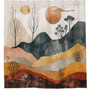 Rideaux De Douche Paysage Abstrait de Boho (15)