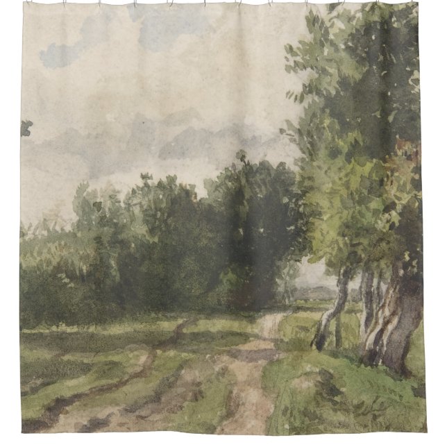 Rideaux De Douche Paysage aquarelle du chemin - Troyon constant (Devant)