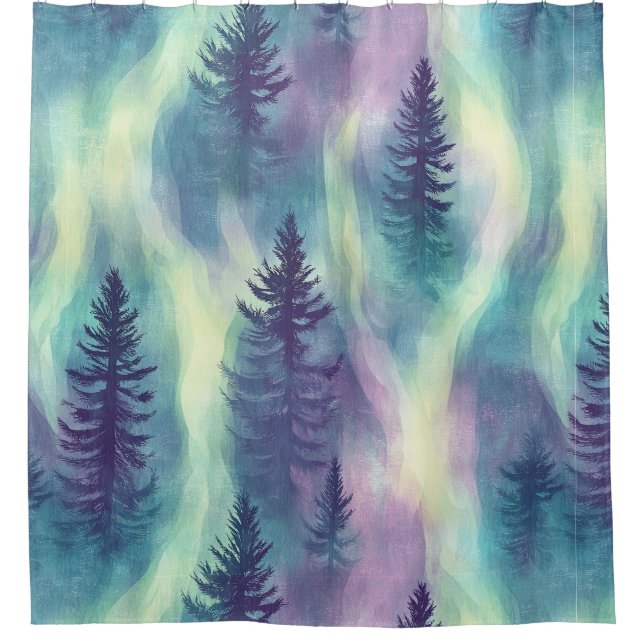 Rideaux De Douche Paysage auroral motif forestier (Devant)