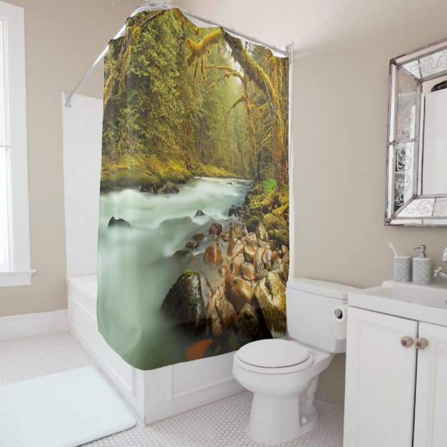 Rideaux De Douche Paysage boisé avec ruisseau (En situation)