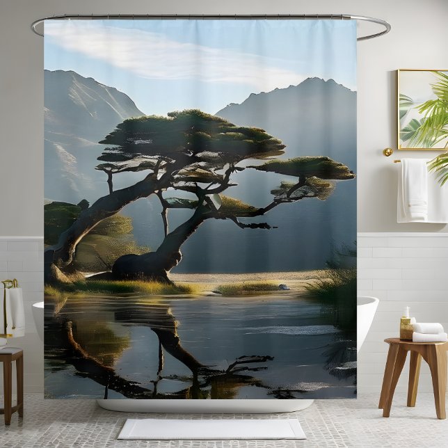 Rideaux De Douche Paysage bruyant Pine Tree à thème extérieur (Créateur téléchargé)