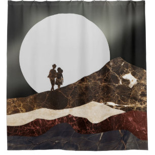 Rideaux De Douche Paysage de marbre romantique au clair de lune