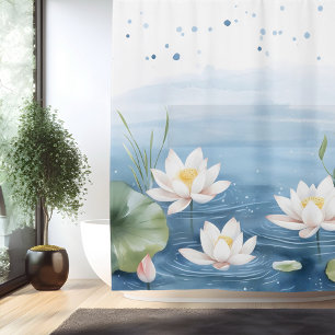Rideaux De Douche Paysage de rêve de fleur de lotus à l'aquarelle de