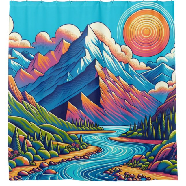 Rideaux De Douche Paysage des montagnes (Devant)