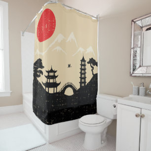 Rideaux De Douche Paysage japonais - style grunge