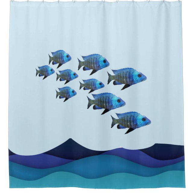 Rideaux De Douche Paysage sous-marin avec poissons (Devant)