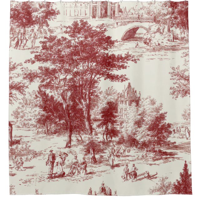 Rideaux De Douche Paysage Toile Rouge Vintage (Devant)