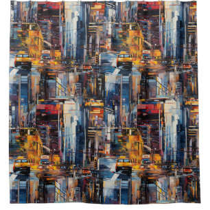 Rideaux De Douche Paysage urbain cyberpunk abstrait (1)