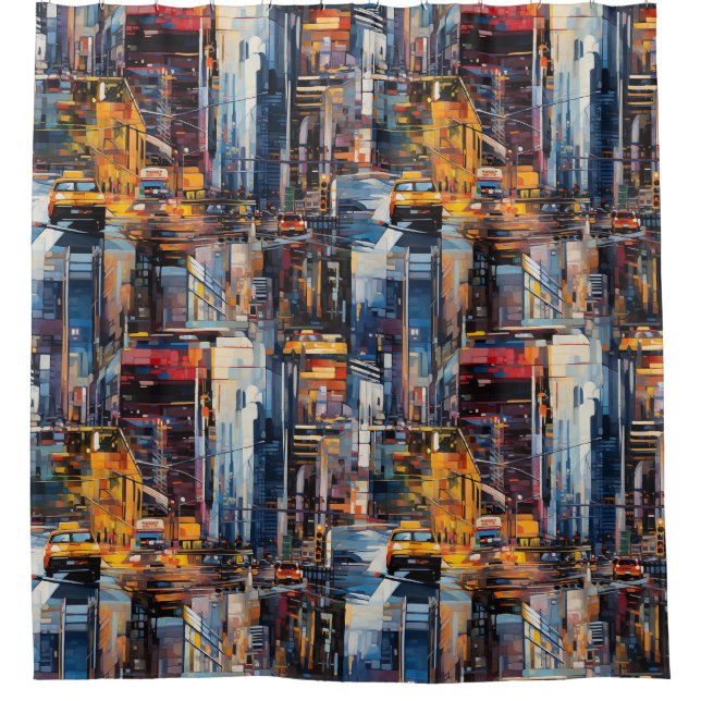 Rideaux De Douche Paysage urbain cyberpunk abstrait (1) (Devant)