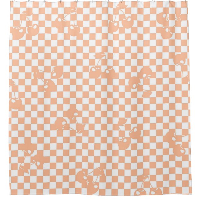 Rideaux De Douche Peach Fuzz Cherry En vichy Motif (Devant)