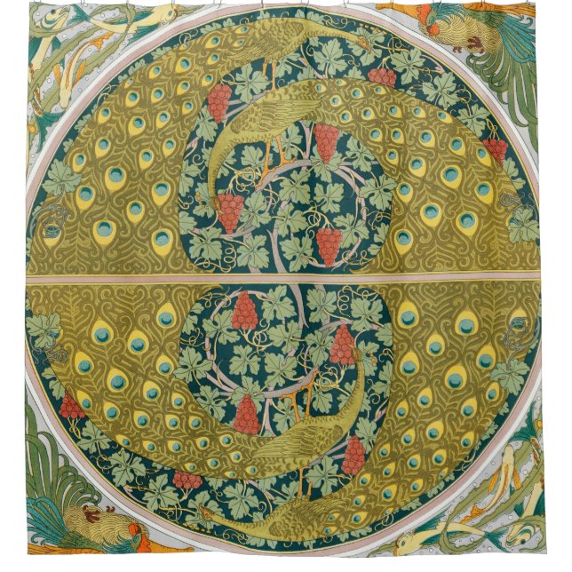 Rideaux De Douche Peacock Art Nouveau Style rond design complexe (Devant)