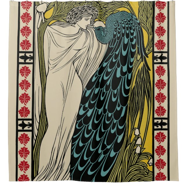 Rideaux De Douche Peacock Fine Art Bird Nouveau (Devant)