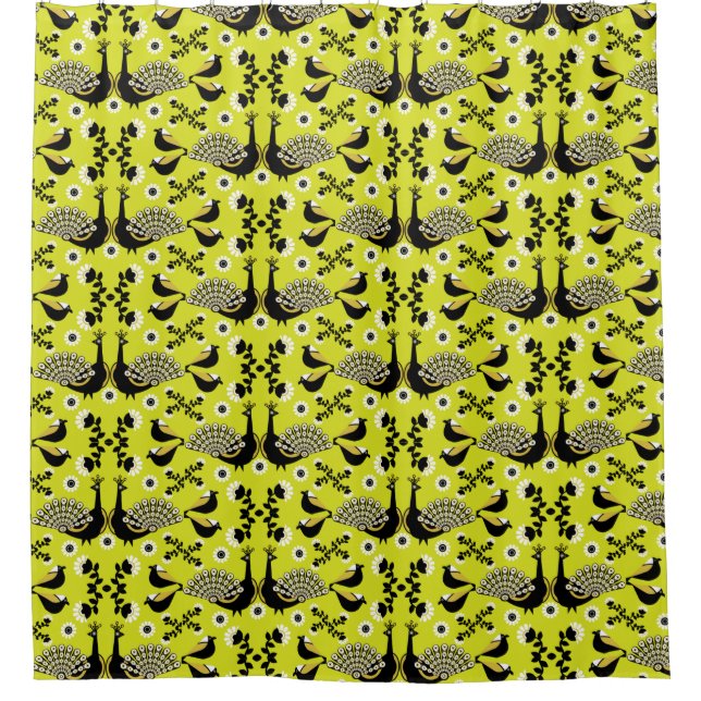 Rideaux De Douche Peacock Paon Bird Fold Art (Devant)