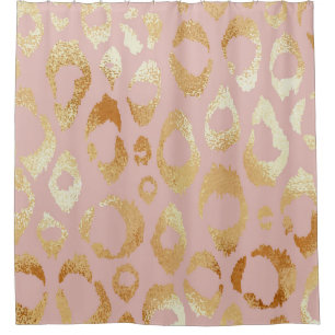 Rideaux De Douche Peau léopard, texture or rose