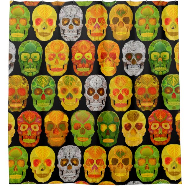 Rideaux De Douche Peaux feuille Aspen Skulls sans couture motif 2018 (Devant)