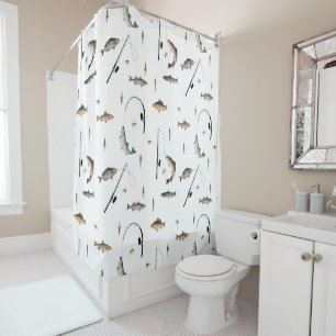 Rideaux De Douche Pêche Motif à thème de poisson de bâton et de bobi