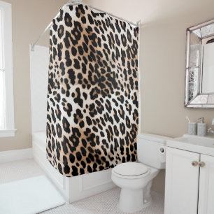 Rideaux De Douche Pêcher Crème noire Leopard animal