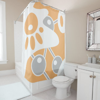 Rideaux De Douche Pêcher Gris Blanc Moderne Doodle 1
