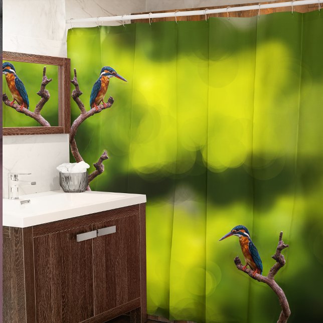 Rideaux De Douche Pêcheurs À La Branche (Kingfishers On Branches Shower Curtain)
