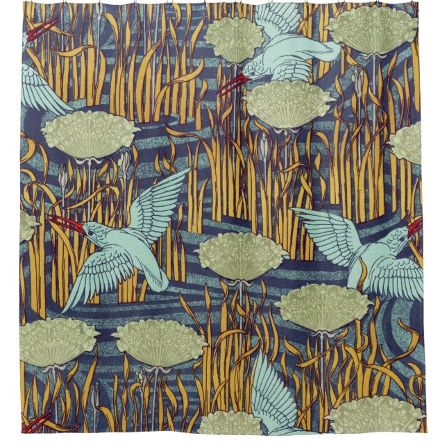 Rideaux De Douche PÊCHEURS ET FLEURS RUSSE Art Nouveau Floral (Devant)