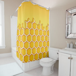 Rideaux De Douche Peigne de miel avec goutte de miel.