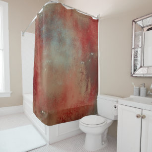 Rideaux De Douche Peint Abstrait bleu or rouge