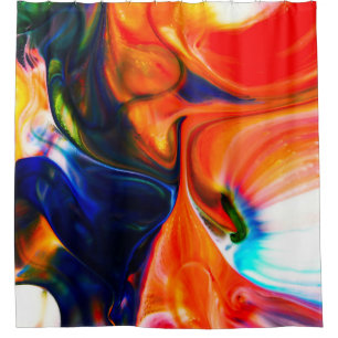 Rideaux De Douche Peinture à encre éclatée : Abstraite colorée