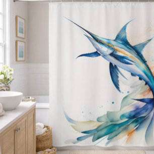 Rideaux De Douche Peinture à l'aquarelle d'espadon