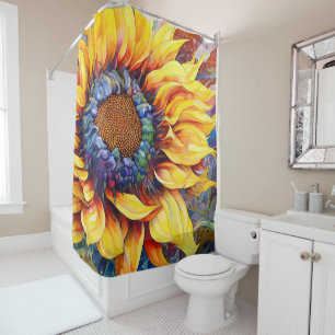 Rideaux De Douche Peinture à l'aquarelle Sunflower Power