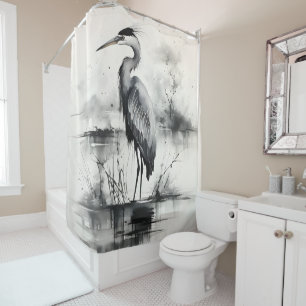 Rideaux De Douche Peinture à l'encre de héron